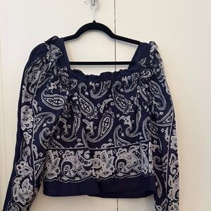 Sea New York Navy and White Paisley Blouse